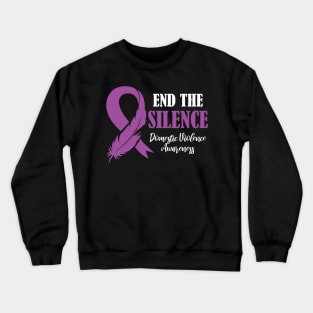 Stop Violence End the Silenc, Family Domestic Violence Awareness Purple Ribbon Crewneck Sweatshirt